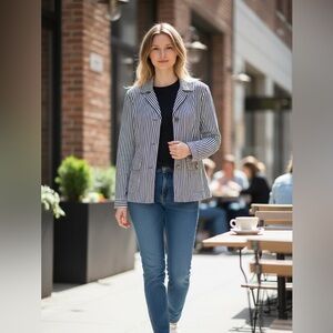 Charter Club Seersucker Striped Women's Jacket size L